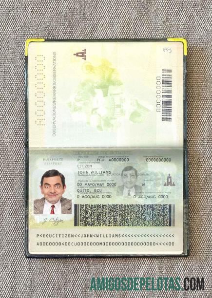 Foto do passaporte do Equador modelo